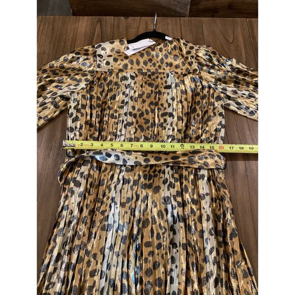 Runway MARC JACOBS Gold Black Silk Metallic Animal Print Pleated midi Dress 0 - Picture 3 of 13